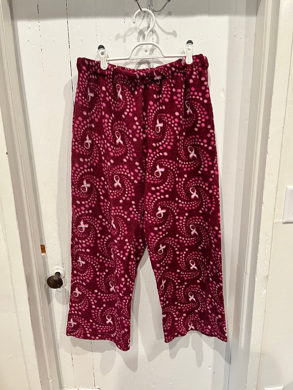 Hotel Spa Breast Cancer Fuzzy Pajama Sleep Pants size 2XL